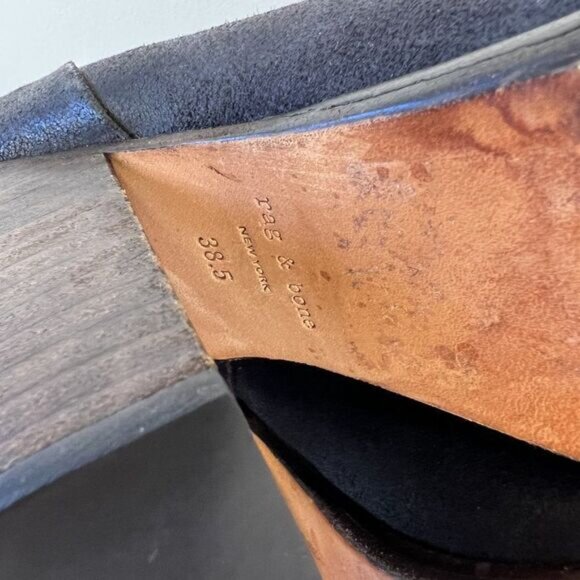 Rag & Bone Classic bury Black Suede Stacked Heel Ankle Boots - Picture 6 of 6